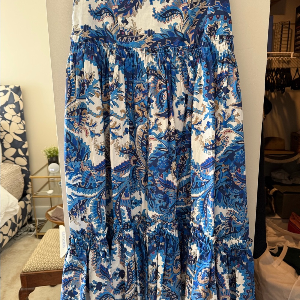 Cara Cara Blue and White Paisley Midi Skirt